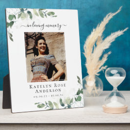 Placa Expositora Foto de eucalipto memorial fúnebre en memoria amor