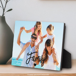 Placa Expositora Foto de familia con letra moderna personalizada