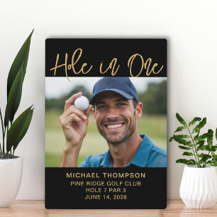 Placa Expositora Foto de golfista con hoyo en uno premio recuerdo n