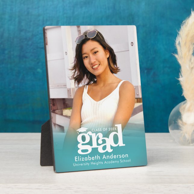 Placa Expositora Foto de graduación azul turquesa Tipografía audaz (Subido por el creador)