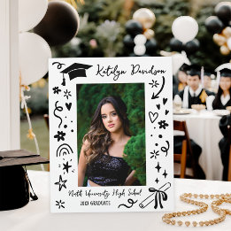 Placa Expositora Foto de graduación con Doodle personalizado