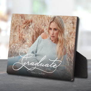 Placa Expositora Foto de graduación de guiones blancos