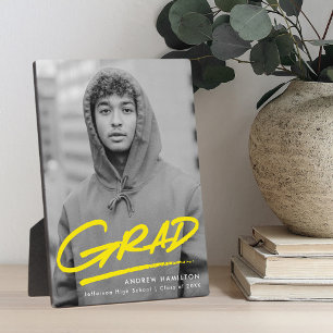 Placa Expositora Foto de graduación en amarillo disfrazado