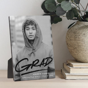 Placa Expositora Foto de graduación en negro disfrazada