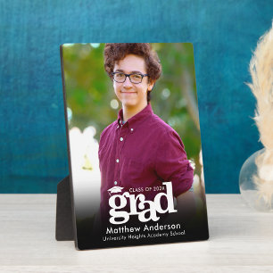 Placa Expositora Foto de graduación negra tipografía blanca Minimal