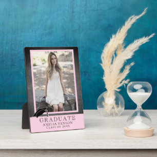 Placa Expositora Foto de graduado de grado rosa de Chalkboard moder