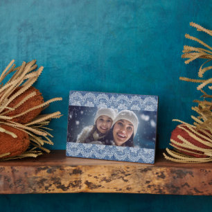 Placa Expositora Foto de la familia Lace blue denim