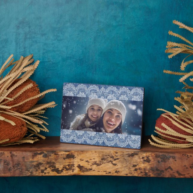 Placa Expositora Foto de la familia Lace blue denim (Lado)