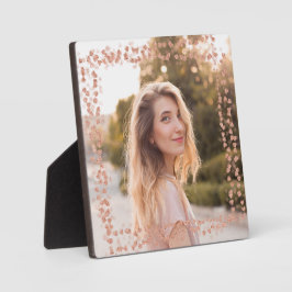 Placa Expositora Foto de la frontera de Rosa Gold Hearts