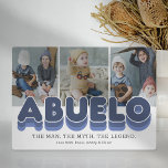 Placa Expositora Foto de la leyenda de Abuelo Man Myth<br><div class="desc">Cuta placa fotográfica de abuelo con 3 fotos familiares para que la reemplace con la suya,  el título "Abuelo",  un dicho personalizado que dice "el hombre,  el mito,  la leyenda",  y los nombres de los nietos.</div>