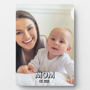 Placa Expositora Foto de mamá tipografía negra minimalista Año de e