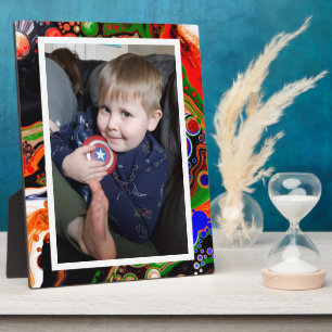 Placa Expositora Foto de mármol azul, negro y verde 