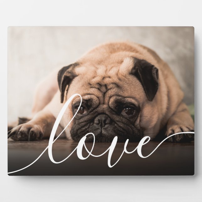 Placa Expositora Foto de mascota con letra moderna de amor (Frente)