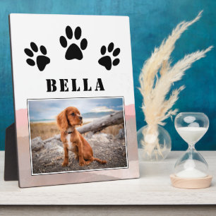 Placa Expositora Foto de mascota de perro con huellas de patas en a