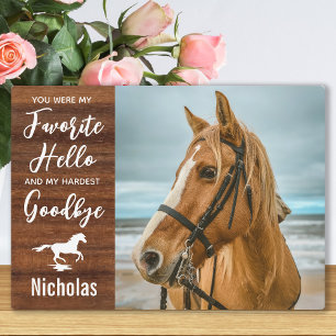 Placa Expositora Foto de Mascota personalizada Rustic Horse Memoria