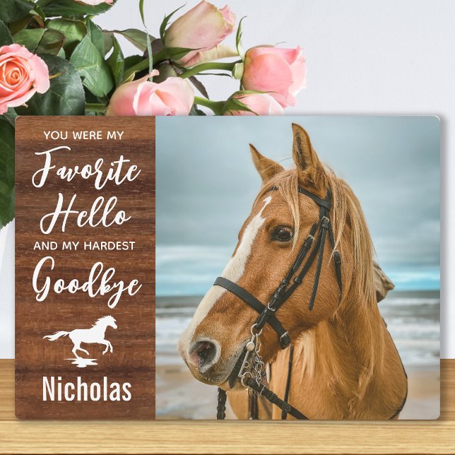 Placa Expositora Foto de Mascota personalizada Rustic Horse Memoria (Subido por el creador)