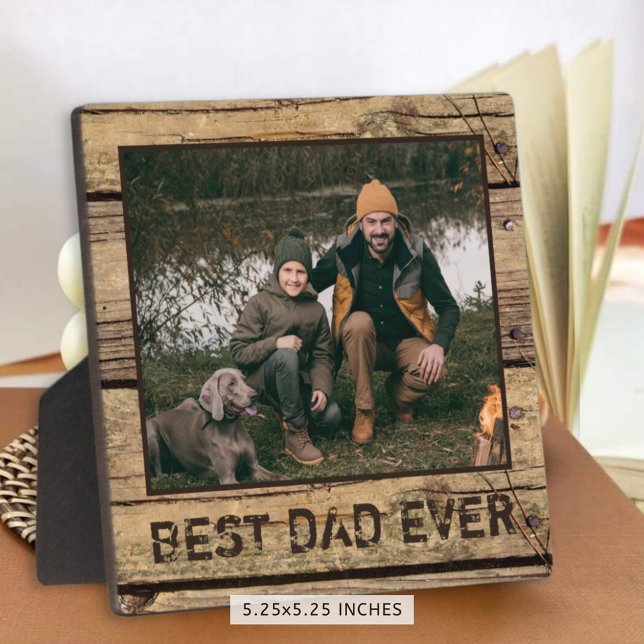 Placa Expositora Foto de Mejor Papá Rústico De Madera (Subido por el creador)