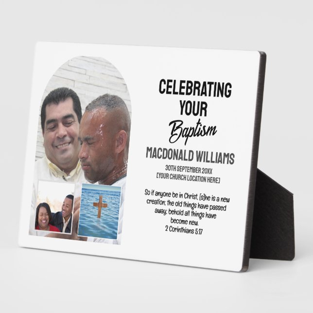 Placa Expositora Foto de nombre personalizado que CELEBRA SU BAPTIS (Lado)