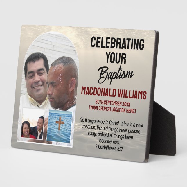 Placa Expositora Foto de nombre personalizado que CELEBRA SU BAPTIS (Lado)