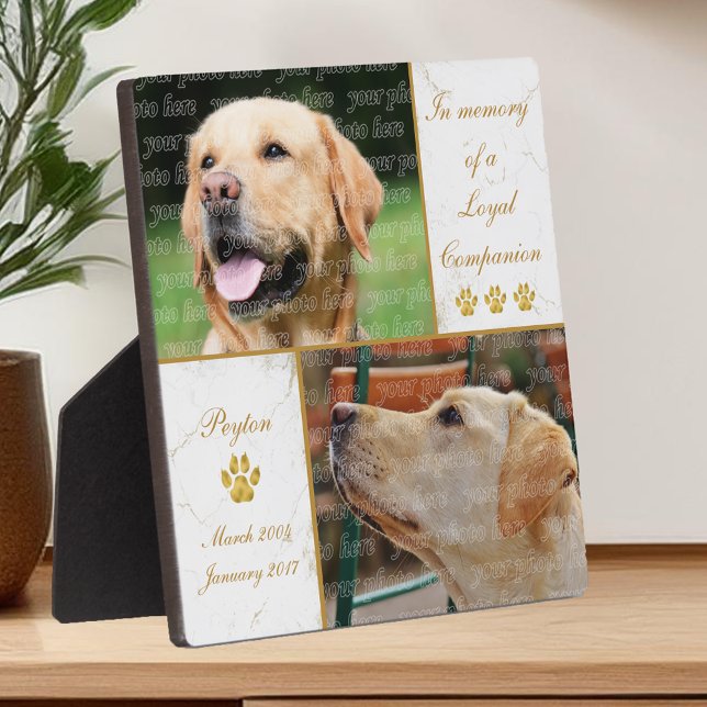 Placa Expositora Foto de Perro Compañero Leal Mascota Recuerdo Fune (Loyal Companion Dog Photo Pet Keepsake Plaque with photo templates and personalization features)