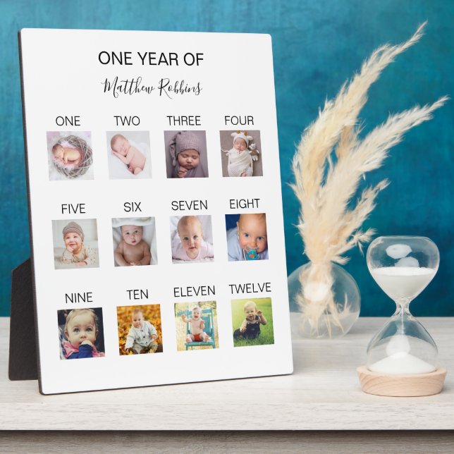 Placa Expositora Foto de primer año de bebé (Lado)