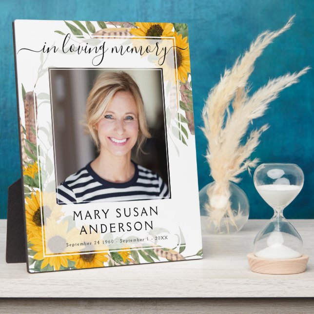 Placa Expositora Foto de Recuerdo Funeral de Girasoles Memorial En  (Lado)