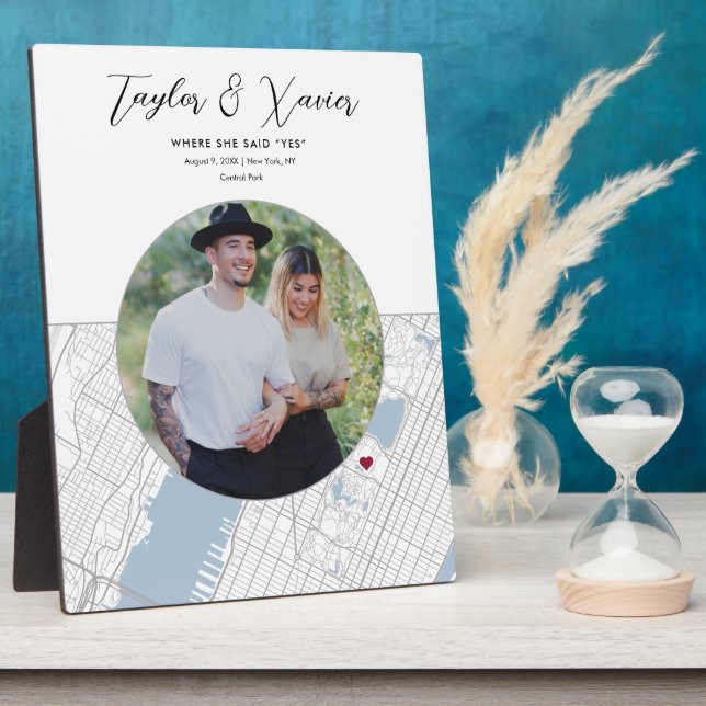 Placa Expositora Foto de regalo de Boda de compromiso de Mapa de Nu (Lado)