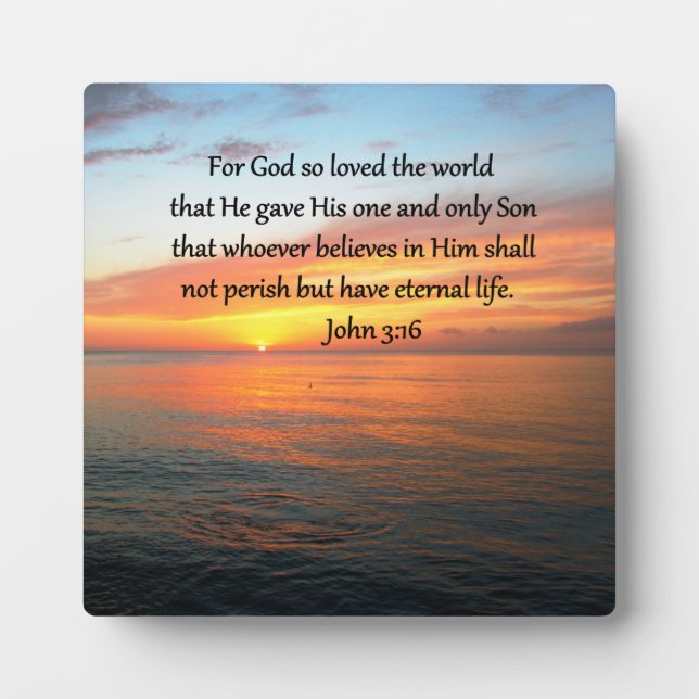PLACA EXPOSITORA FOTO DE SERENE JOHN 3:16 SUNRISE (Frente)