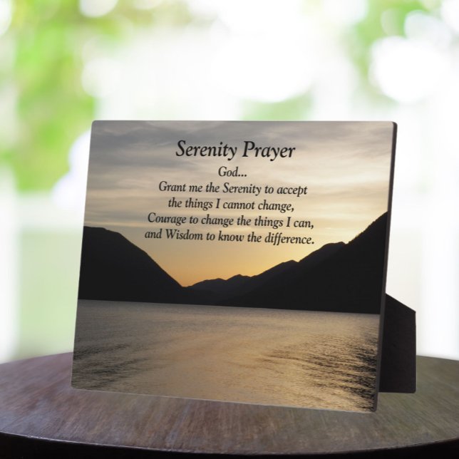 Placa Expositora Foto de Serenity Prayer Lake Sunset (In Situ)