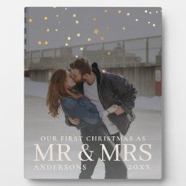 Placa Expositora Foto de una pareja oscura con estrellas para Navid