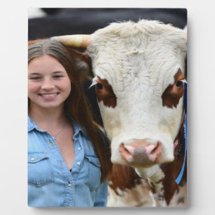 Placa Expositora Foto de vaca de exposición de ganado personalizada