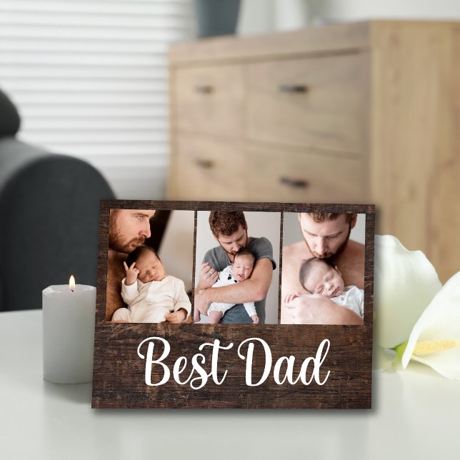 Placa Expositora Foto de Woodgrain de Mejor Papá (Subido por el creador)