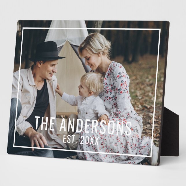 Placa Expositora Foto del personalizado con apellido y año establec (Lado)