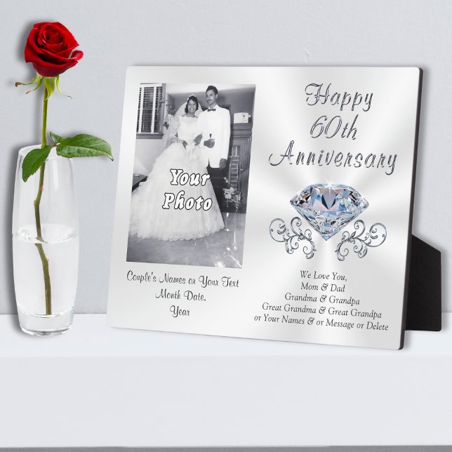 Placa Expositora Foto e ideas personalizadas de regalo para el sexa (What is traditional gift for 60th wedding anniversary. 60th anniversary plaque. )