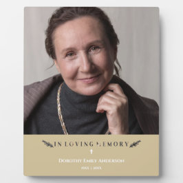 Placa Expositora Foto En Memoria Minimalista Seres Queridos Oro