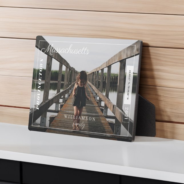 Placa Expositora Foto familiar de viajes editorial moderno Keepsake (Family Photo Modern Editorial Travel Keepsake Plaque)
