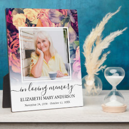 Placa Expositora Foto floral conmemorativa de recuerdo con estado d