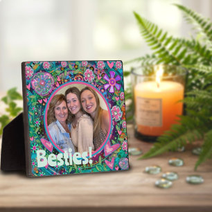 Placa Expositora Foto floral rosa de Besties Bonito personalizada