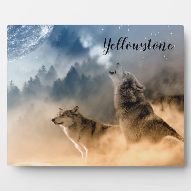 Placa Expositora Foto Lobos de Plaque-Yellowstone (Frente)