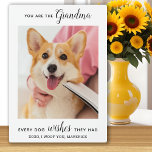 Placa Expositora Foto Mascota personalizada de la abuela del perro<br><div class="desc">¡Feliz cumpleaños a la mejor abuela del perro de todos los tiempos! ¡Dale a la abuela una linda y graciosa placa fotográfica personalizada de su mejor nieto, el perro! "Eres la Abuela, todos los deseos de los perros que tenían" Personaliza con tu mensaje especial, el nombre del perro y su...</div>