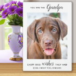 Placa Expositora Foto Mascota personalizada del abuelo del perro<br><div class="desc">¡Feliz cumpleaños, el mejor abuelo de perro de la historia! ¡Dale al abuelo una linda y graciosa placa fotográfica personalizada de su mejor nieto, el perro! "Eres el Abuelo, todos los deseos de los perros que tenían" Personaliza con tu mensaje especial, el nombre del perro y su foto favorita. Esta...</div>