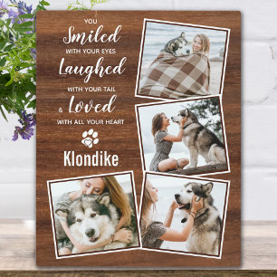 Placa Expositora Foto mascota Rustic Wood Keepsake Dog Memorial