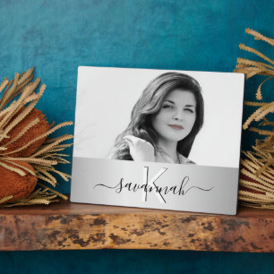 Placa Expositora Foto monográfica de guión plateado