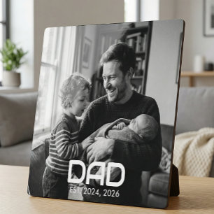 Placa Expositora Foto Negra Moderna y Negrita de Papá Personalizada
