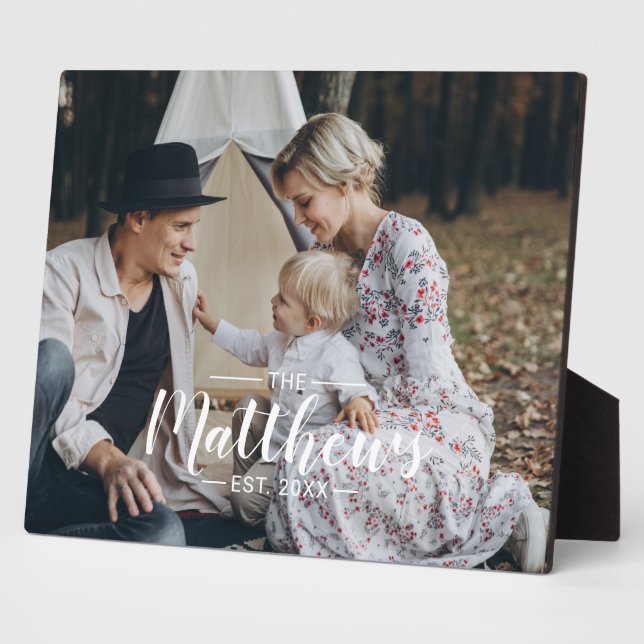 Placa Expositora Foto personalizada con apellido y año de estableci (Lado)