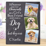 Placa Expositora Foto personalizada de 3 Mascotas Mejor Amigo Perro<br><div class="desc">Celebra a tu mejor amigo con una placa fotográfica de keepsake mascota única y personalizado en un diseño rústico de pizarra de pizarra. Esta placa fotográfica de amante de los perros es el regalo perfecto para usted, familia o amigos para honrar a los seres queridos. Cita " Quien dijo que...</div>