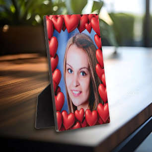 Placa Expositora Foto personalizada de corazones de amor rojos enma