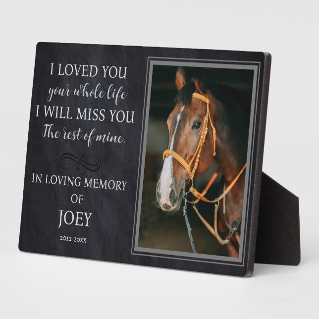 Placa Expositora Foto personalizada del caballo conmemorativa (Lado)