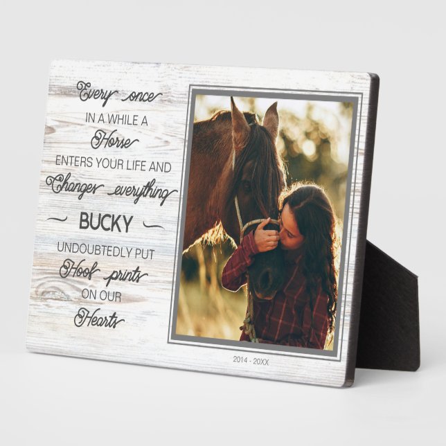 Placa Expositora Foto personalizada del caballo memorial (Lado)