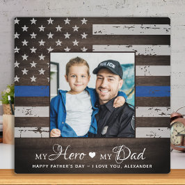 Placa Expositora Foto personalizada del oficial de policía Hero Dad